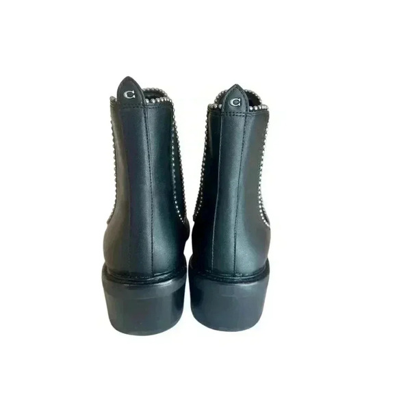 Coach Women's Black Chelsea Booties Beaded Chain Ankle Casual Shoes, size 8.5 - Picture 5 of 7